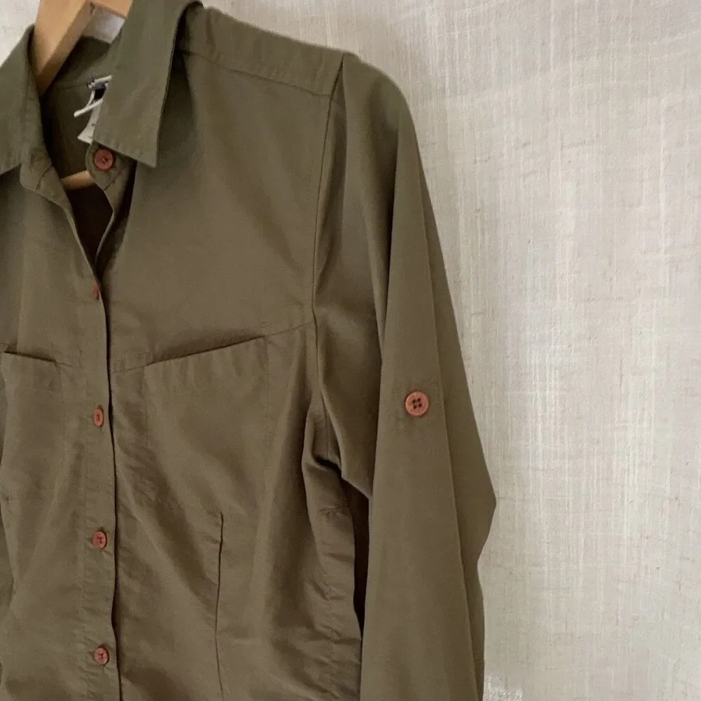 The North Face Women’s Green Breathable Button-Up Shirt Long Sleeve XS/TP - Picture 6 of 16